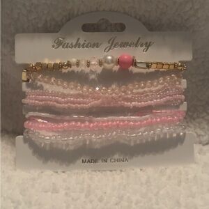 Fashion Jewelry Pink and Gold Layered Bracelets